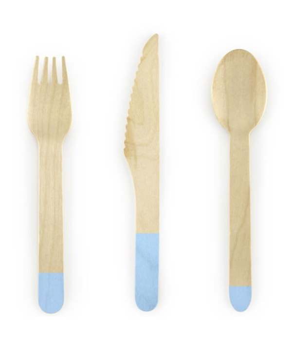 Houten Bestek Woodland Lichtblauw (18st)
