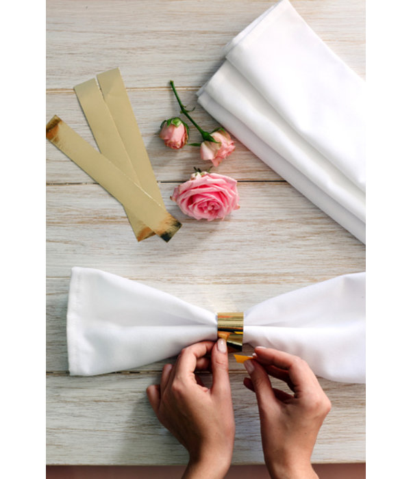 Papieren Servetringen Metallic Wit/Goud (10st)