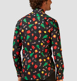 Kerstmis Blouse Heren Zwart met Kerstprints Opposuits