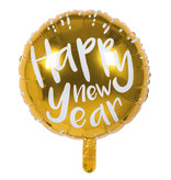 Folieballon Happy New Year Goud/Wit (45cm)