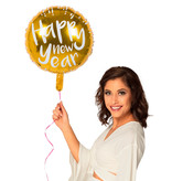 Folieballon Happy New Year Goud/Wit (45cm)