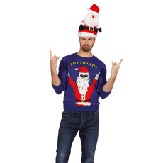 Kersttrui rocking Santa 'Ho Ho Ho'