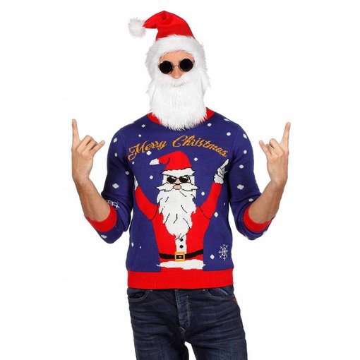 Kersttrui rocking Santa 'Merry Christmas'