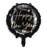 Folieballon Happy New Year Zwart/Goud (45cm)