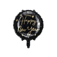 Folieballon Happy New Year Zwart/Goud (45cm)