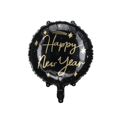 Folieballon Happy New Year Zwart/Goud (45cm)