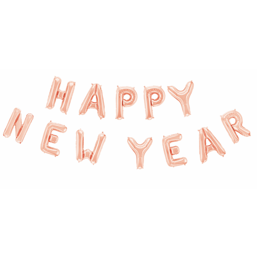 Folieballonnen Happy New Year Rose Goud (41cm)