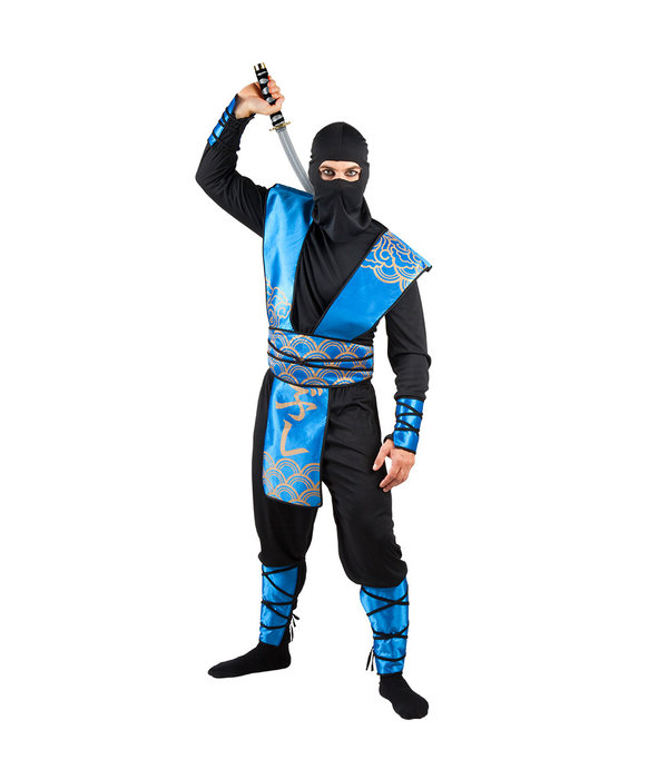 Blauwe ninja pak mannen