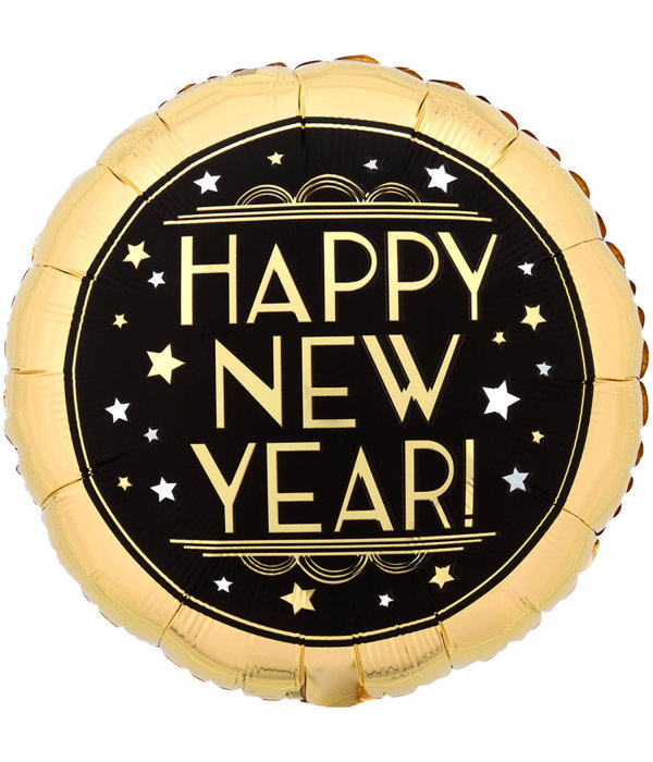 Happy New Year Follieballon Rond Vintage Goud (43cm)