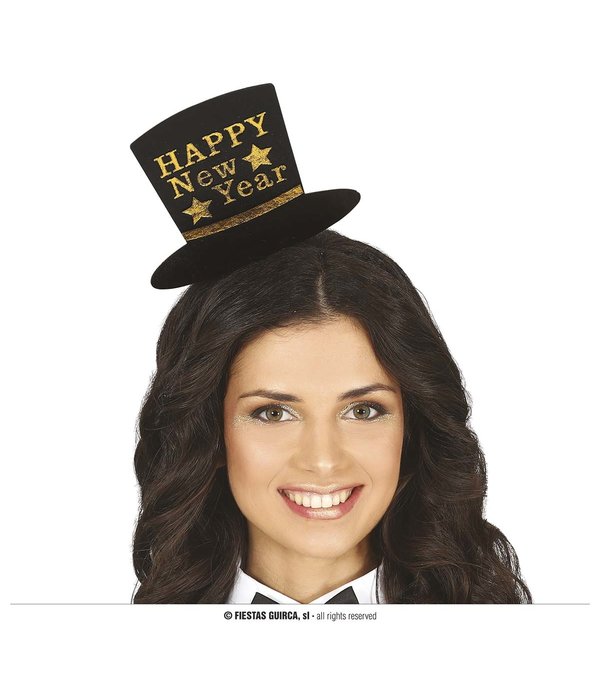 Diadeem Mini Hoedje 'Happy New Year' Goud