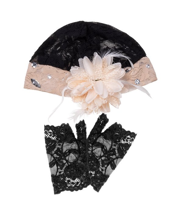 Charleston Gatsby Set Zwart/Beige