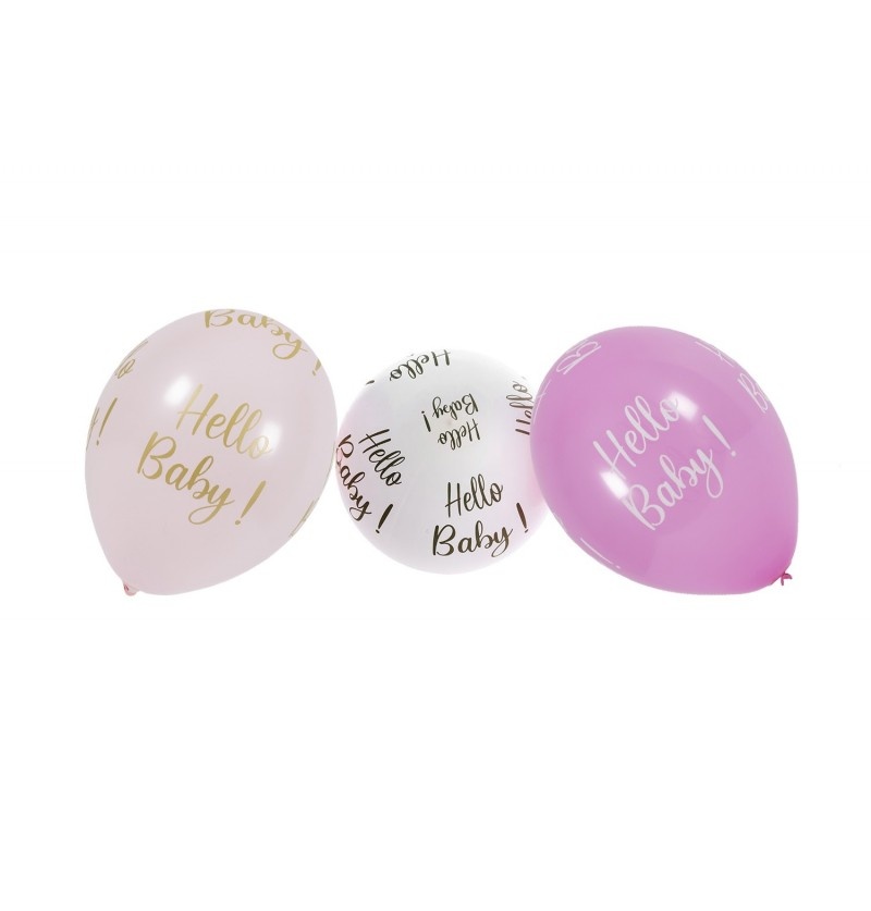 Hello Baby Geboorte Ballonnen Set Roze (6st) afbeelding