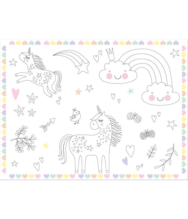 Placemat Kleurplaat Unicorns & Rainbows (6st)