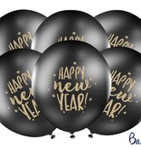 Ballonnen Happy New Year Pastel Zwart (6st)
