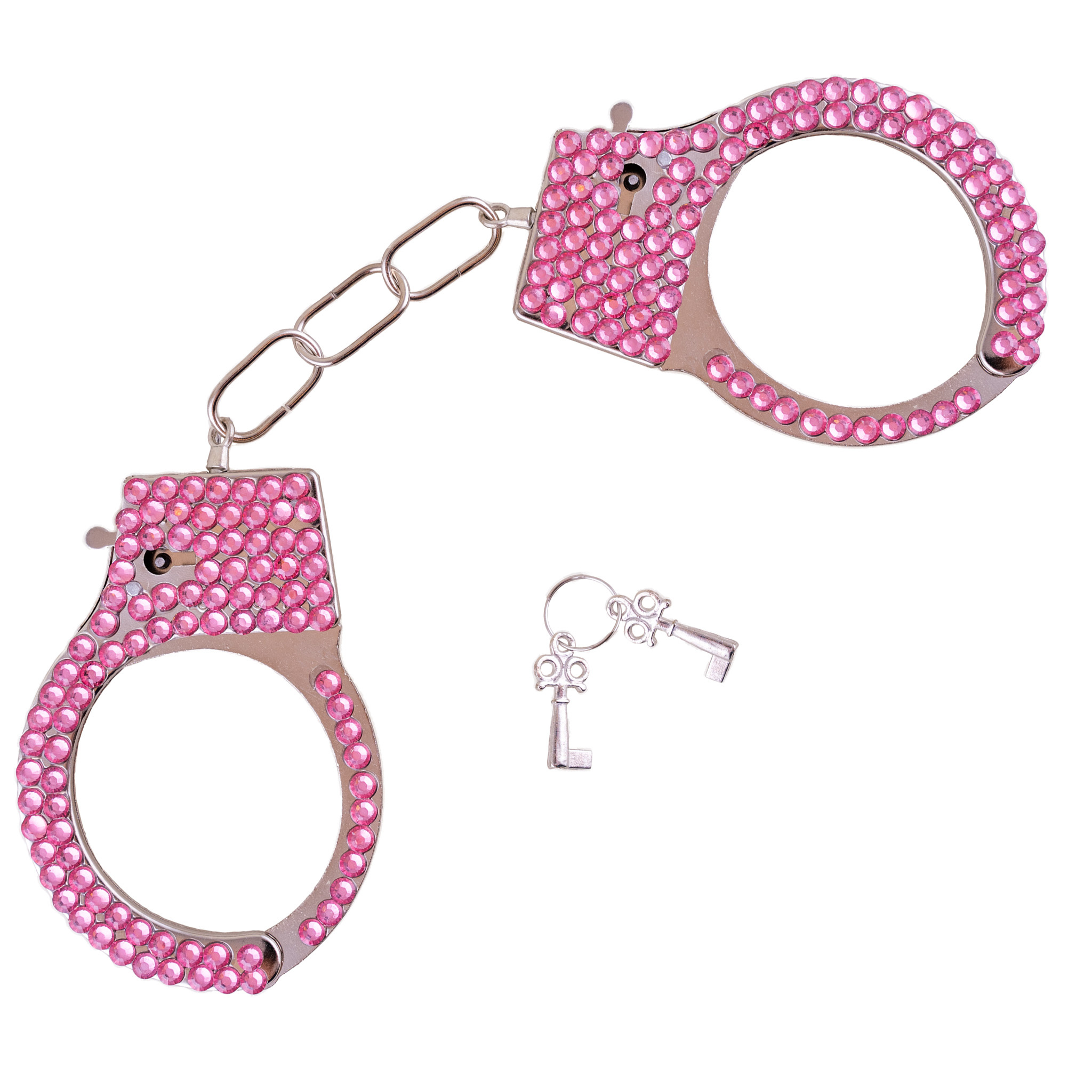 Handboeien zilver met roze pailletten afbeelding