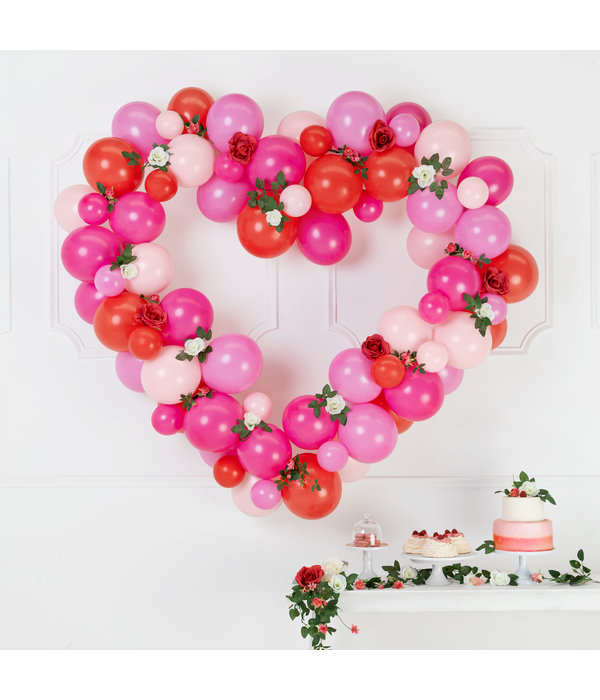 Ballon Decoratie Set Met Hart Frame Roze/Rood