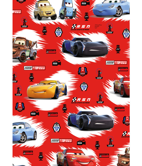 Rol Cadeaupapier Rood Cars