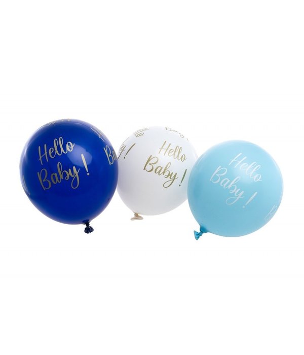 Hello Baby Geboorte Ballonnen Set Blauw  (6st)