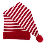 Slaapmuts lang rood/wit