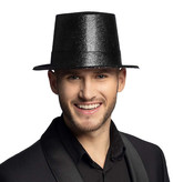 Hoge hoed zwart glitter pvc