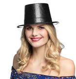 Hoge hoed zwart glitter pvc