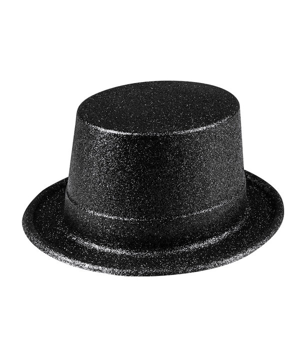 Hoge hoed zwart glitter pvc