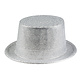 Hoge hoed zilver glitter pvc