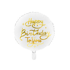 Folieballon Happy Birthday Goud/Wit (45cm)