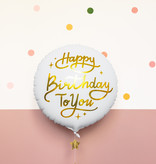 Folieballon Happy Birthday Goud/Wit (45cm)
