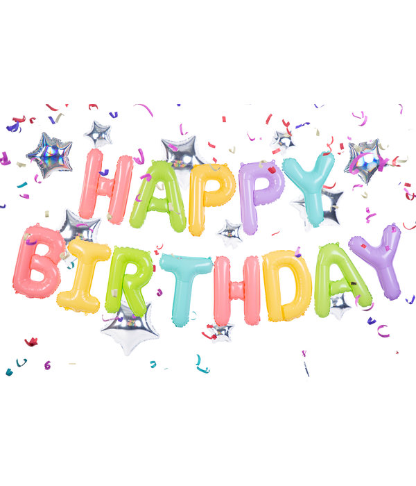 Happy Birthday Ballonnen Set Pastel