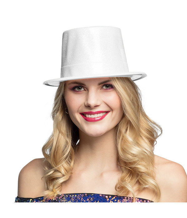 Hoed Glitter Wit Volwassene