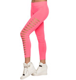 Legging Met Scheuren Neon Roze