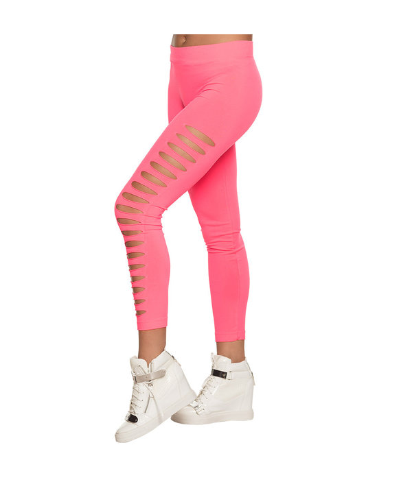 Legging Met Scheuren Neon Roze