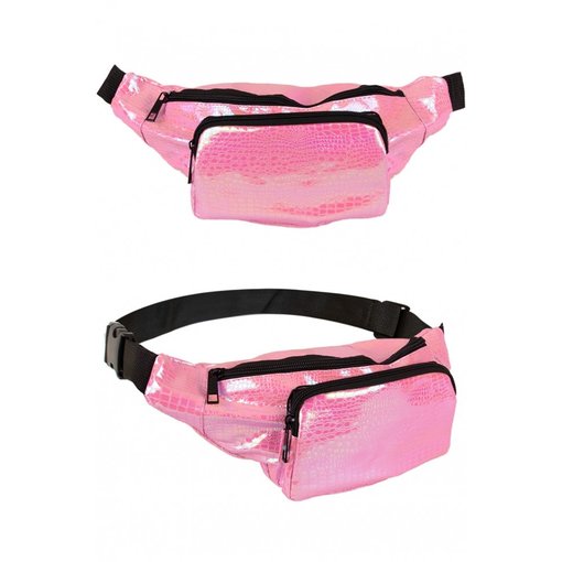 Heuptasje slangenleer print roze