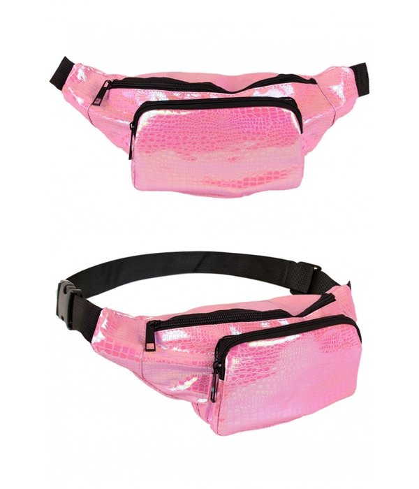 Heuptasje slangenleer print roze