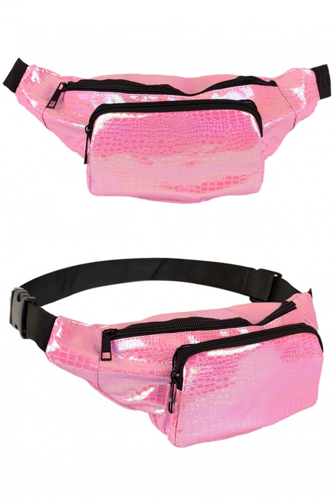 Heuptasje slangenleer print roze afbeelding