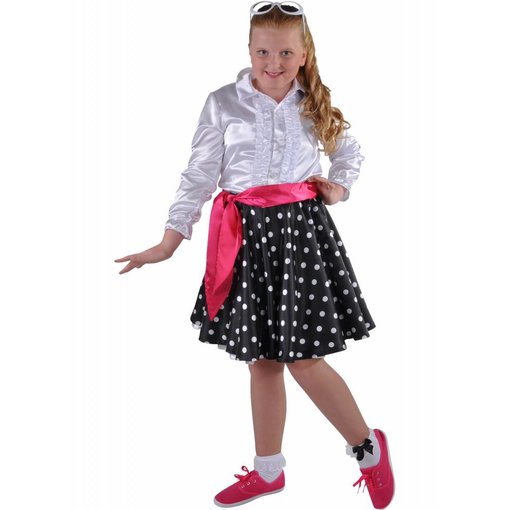 Rock en Roll rokje Grease kind zwart elite