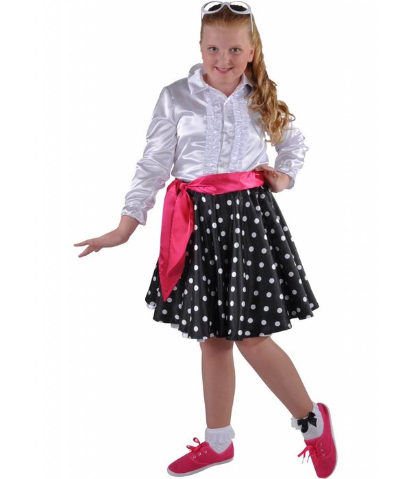Rock en Roll rokje Grease kind zwart elite