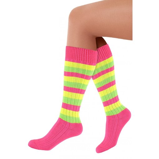 Kniekousen Roze Neon Gestreept