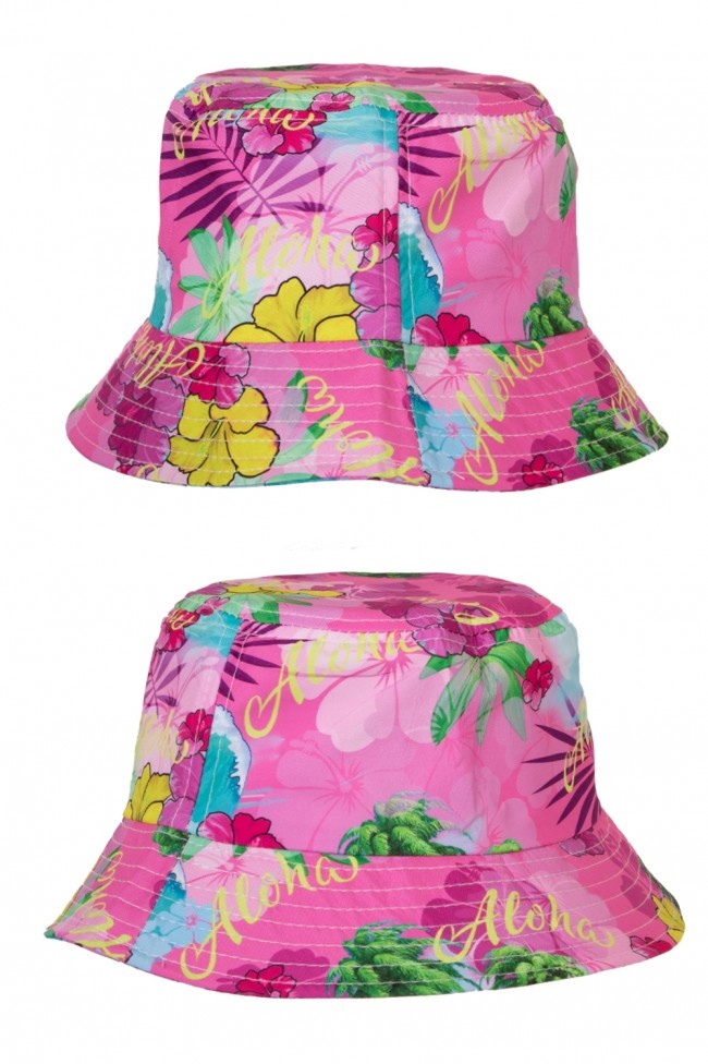 Vissershoedje Hawaii Print Roze