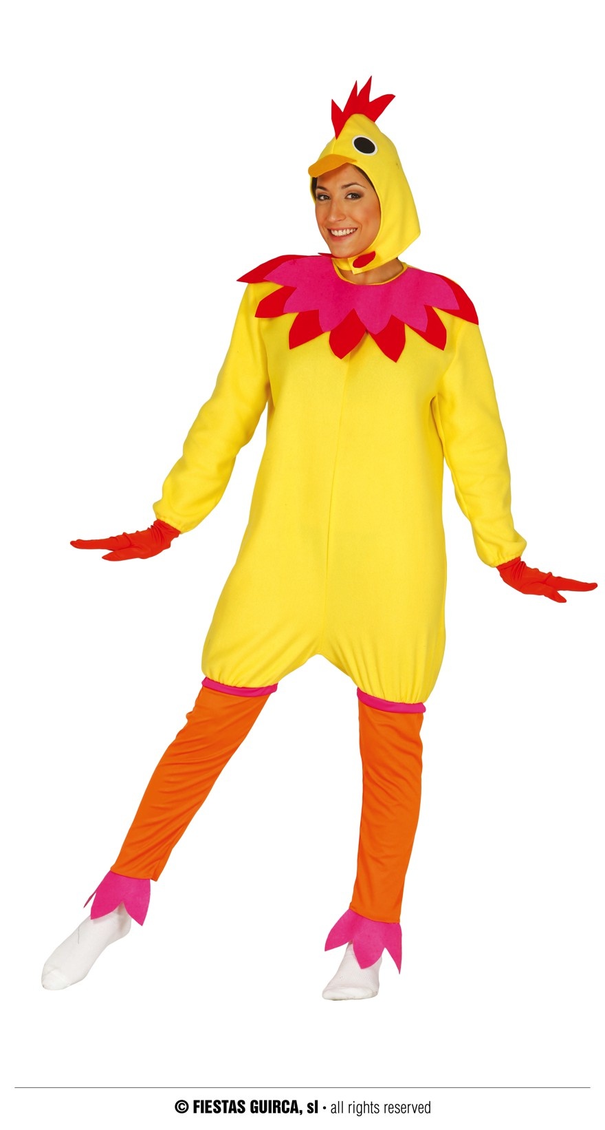 Guirca - Kip & Haan & Kalkoen & Kuiken & Eend Kostuum - Kakelende Kip - Vrouw - geel - Maat 38-40 - Carnavalskleding - Verkleedkleding