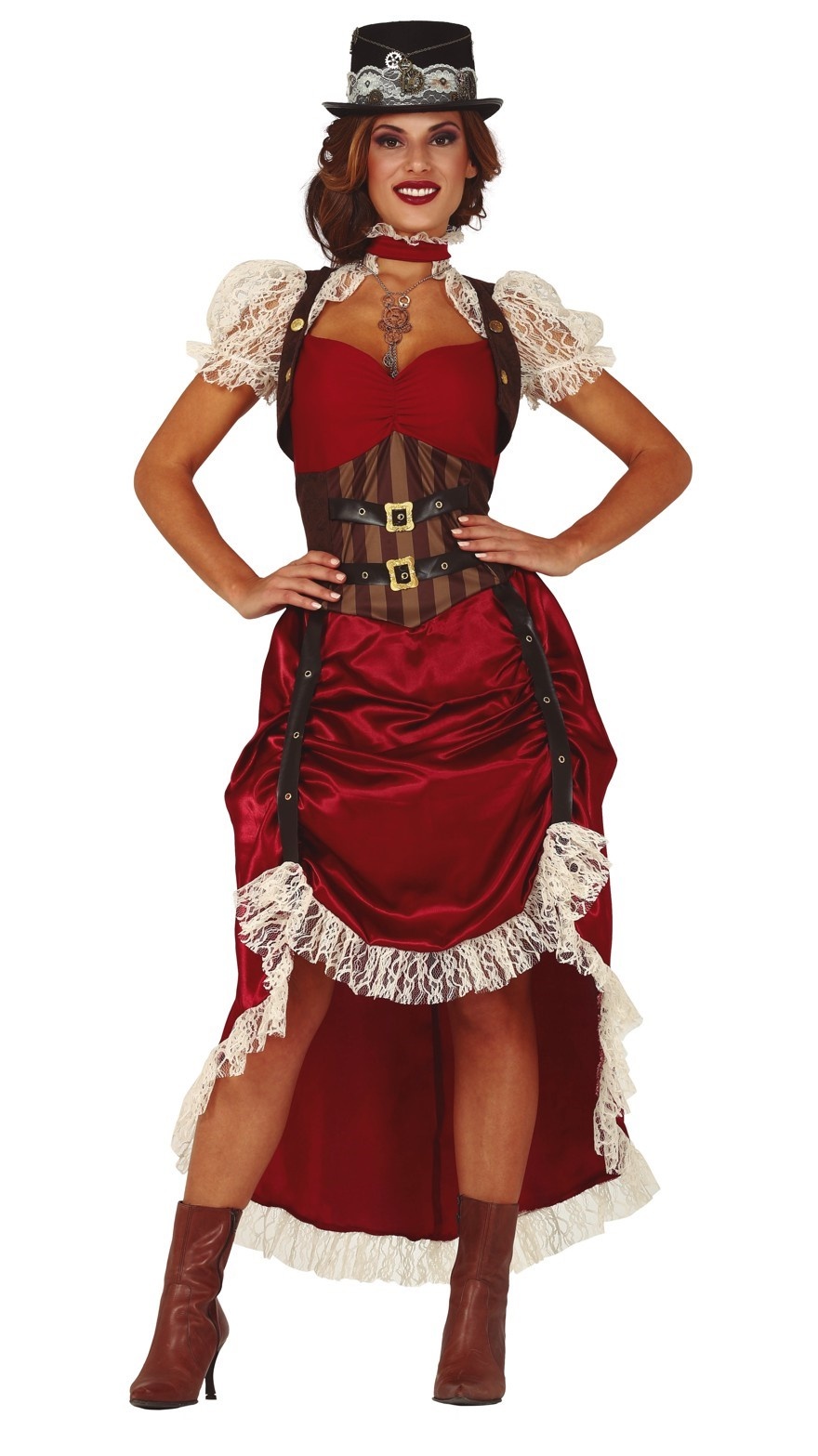 FIESTAS GUIRCA, S.L. - Sexy rood steampunk kostuum voor vrouwen - S - Volwassenen kostuums