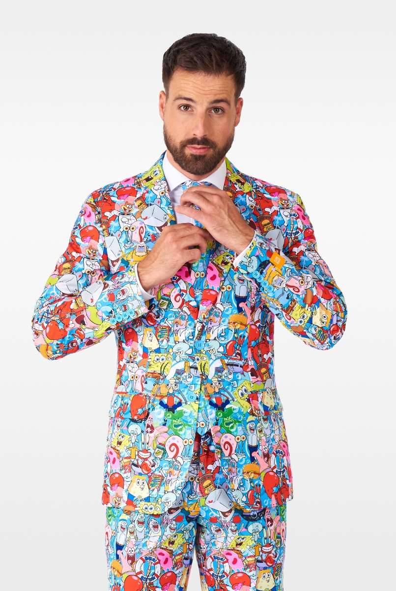 OppoSuits SpongeBob™ Frenzy - Heren Pak - Nickelodeon Spongebob Bikinibroek Outfit - Meerkleurig - Maat: EU 50