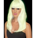 Glow In The Dark Party Pruik Wit