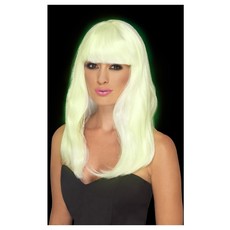 Glow In The Dark Party Pruik Wit