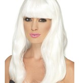 Glow In The Dark Party Pruik Wit