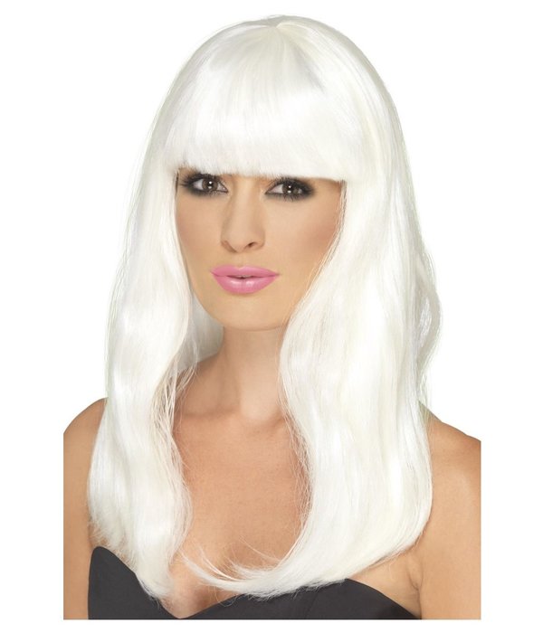 Glow In The Dark Party Pruik Wit