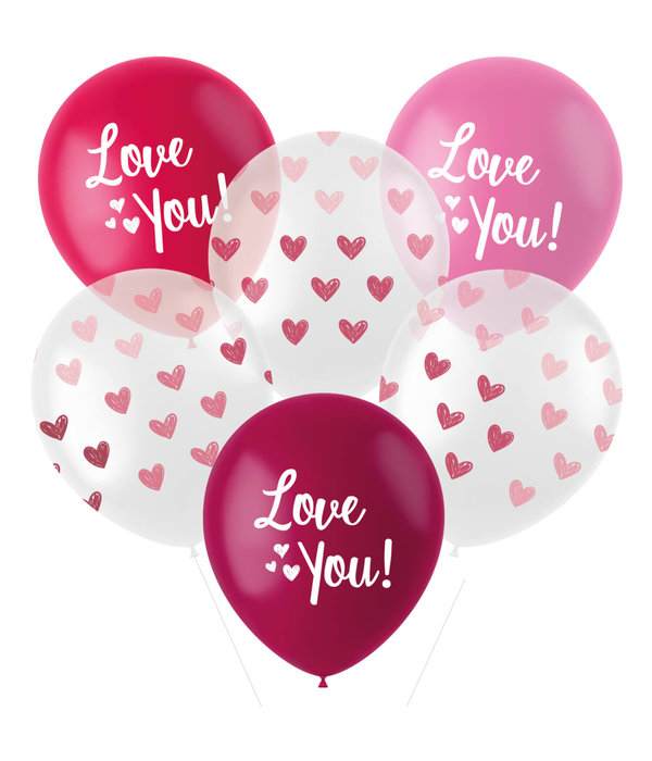 Ballonnen 'Love You!' Mix Roze (6st)