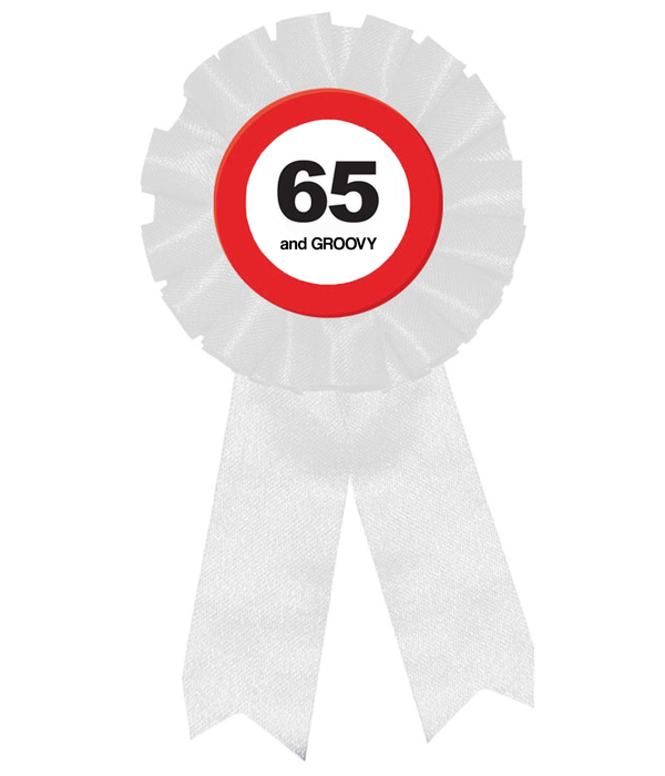 Rozet Verkeersbord 65 Jaar 'and Groovy'