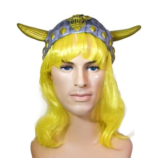 Vikinghelm klein met haar geel